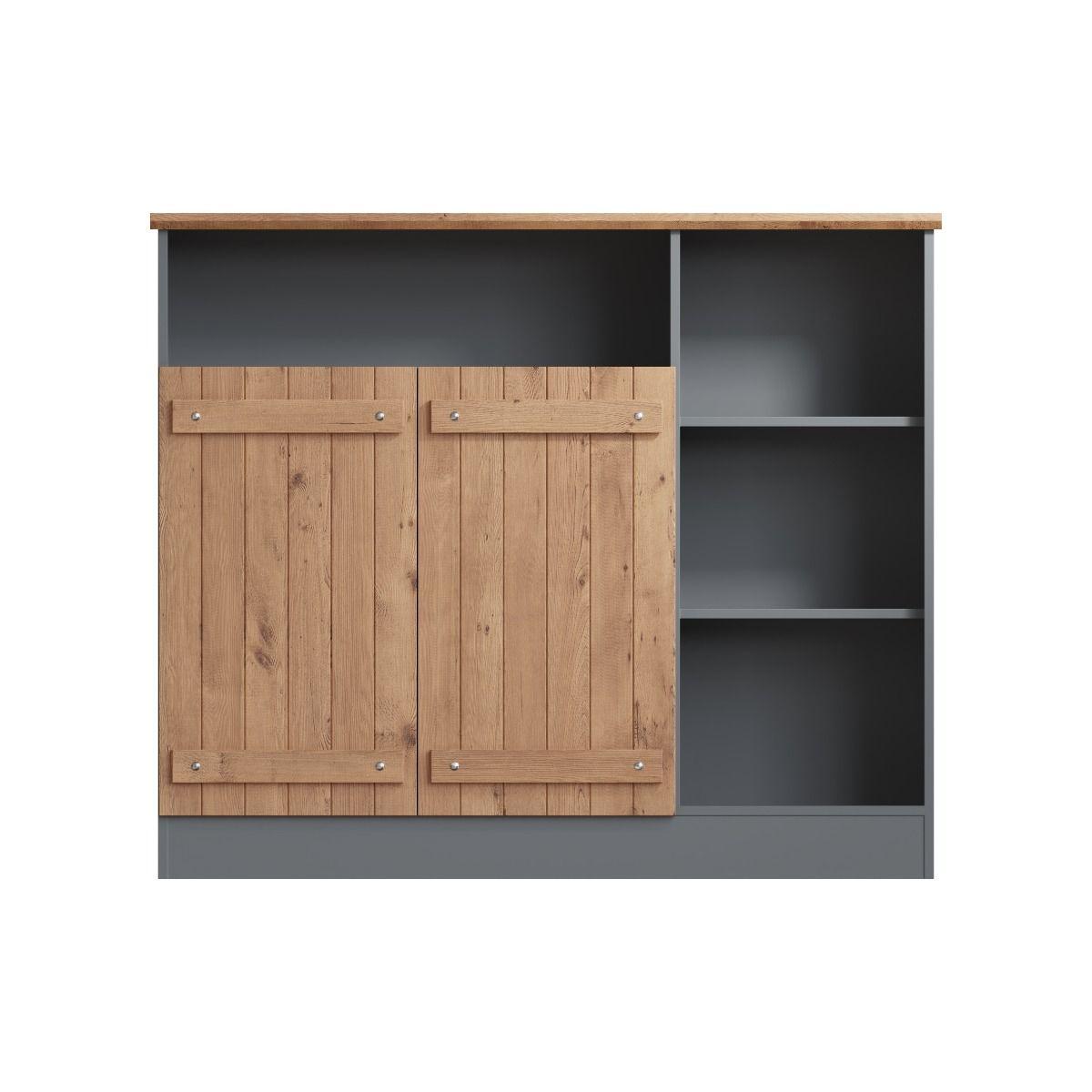 Cottage Living Door Sideboard Wotan Oak Dark Grey allhomely