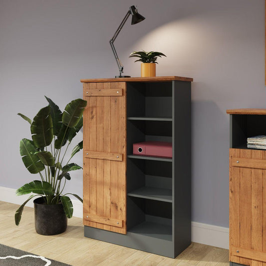Cottage Living Multipurpose Cabinet Wotan Oak Dark Grey allhomely