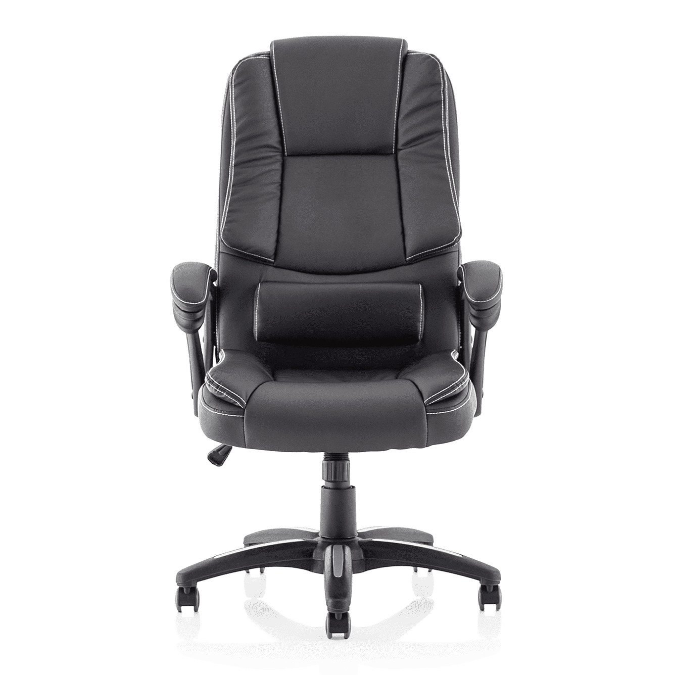 Dakota High Back Executive Office Chair - Black Leather, Fixed Arms, Metal & Plastic Frame, 120kg Capacity, 8hr Usage, 1yr Warranty (660x710x1180-1280mm)