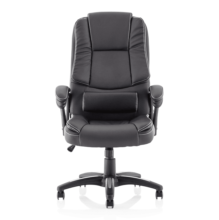 Dakota High Back Executive Office Chair - Black Leather, Fixed Arms, Metal & Plastic Frame, 120kg Capacity, 8hr Usage, 1yr Warranty (660x710x1180-1280mm)