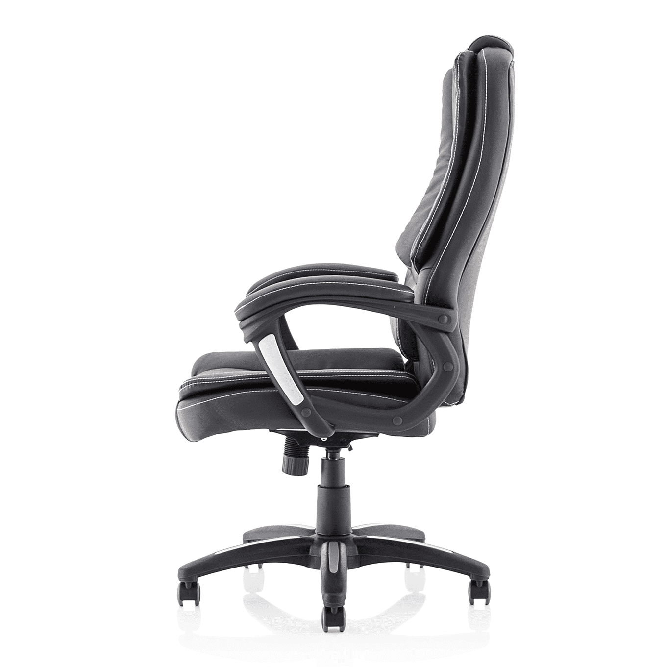 Dakota High Back Executive Office Chair - Black Leather, Fixed Arms, Metal & Plastic Frame, 120kg Capacity, 8hr Usage, 1yr Warranty (660x710x1180-1280mm)