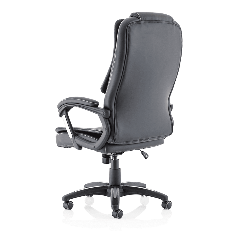 Dakota High Back Executive Office Chair - Black Leather, Fixed Arms, Metal & Plastic Frame, 120kg Capacity, 8hr Usage, 1yr Warranty (660x710x1180-1280mm)