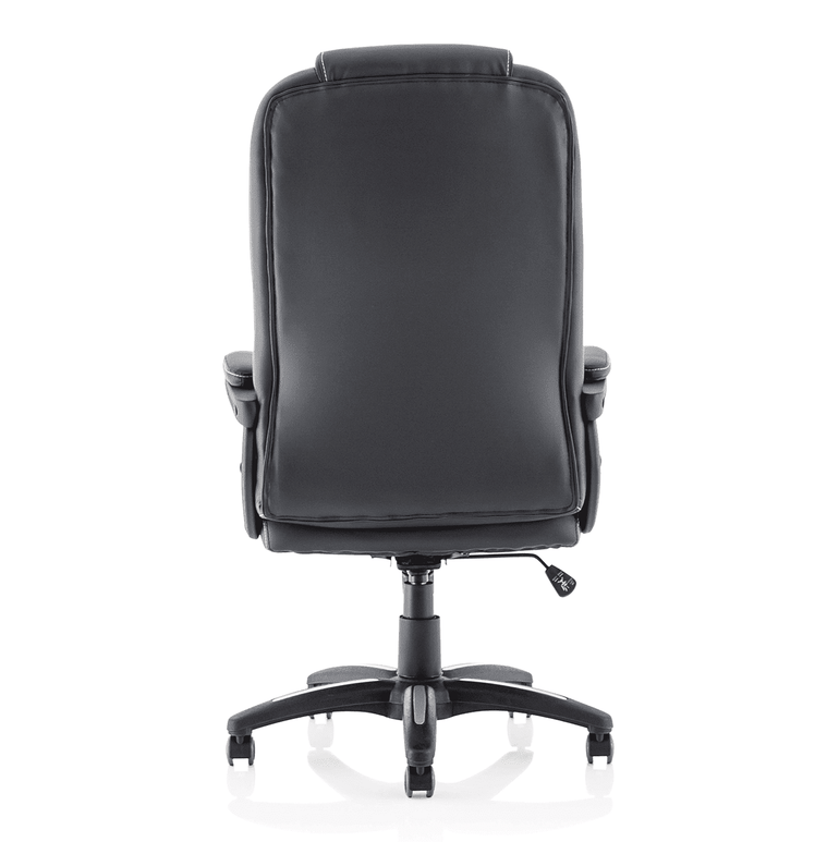 Dakota High Back Executive Office Chair - Black Leather, Fixed Arms, Metal & Plastic Frame, 120kg Capacity, 8hr Usage, 1yr Warranty (660x710x1180-1280mm)