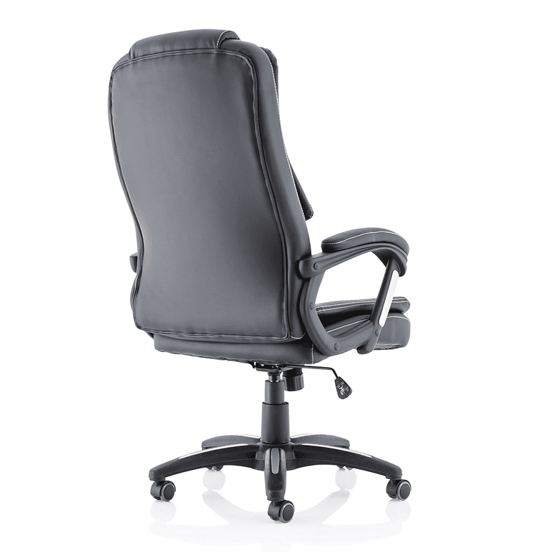 Dakota High Back Executive Office Chair - Black Leather, Fixed Arms, Metal & Plastic Frame, 120kg Capacity, 8hr Usage, 1yr Warranty (660x710x1180-1280mm)