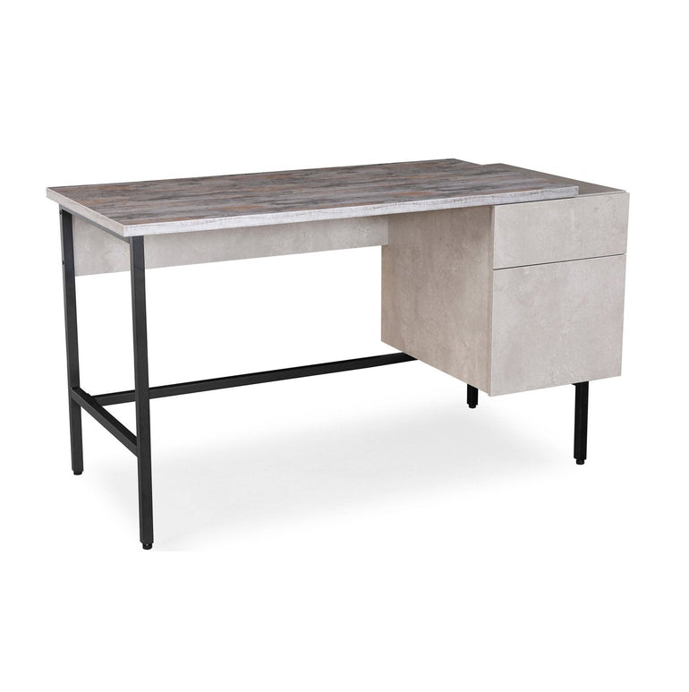 Delphi home office workstation integrated pedestal – Concrete grey with black frame - Office Products Online