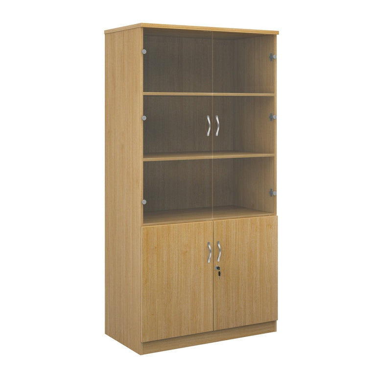 Deluxe combination unit with glass upper doors - Office Products Online