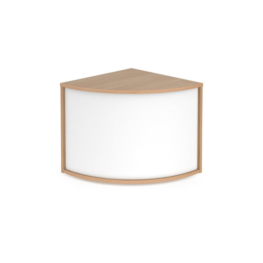 Denver reception 90° corner base unit 800mm - beech with white panels - Office Products Online