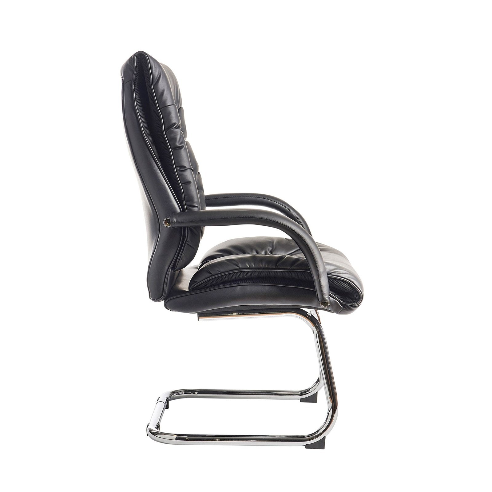 Derby high back visitors chair - black faux leather - Office Products Online