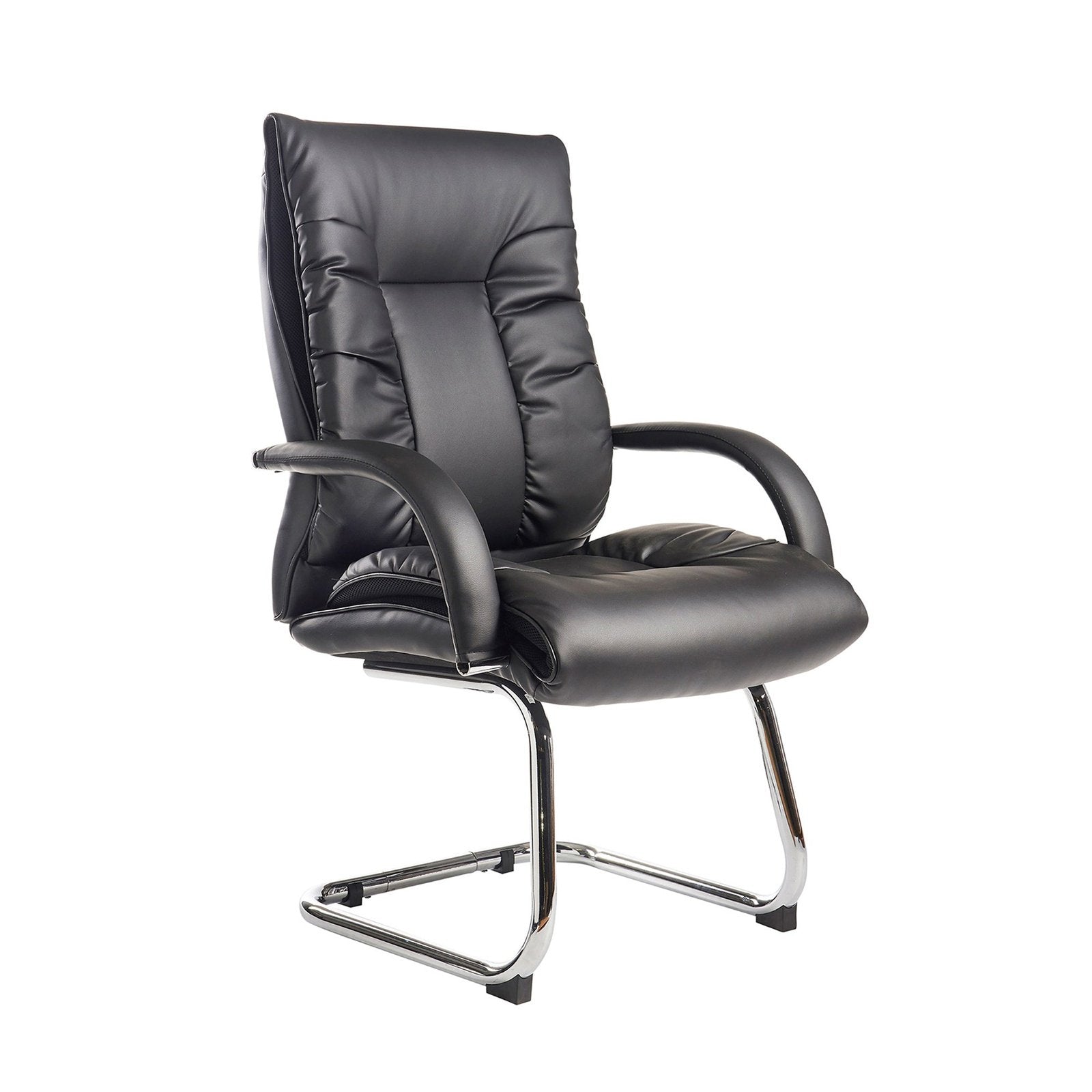 Derby high back visitors chair - black faux leather - Office Products Online