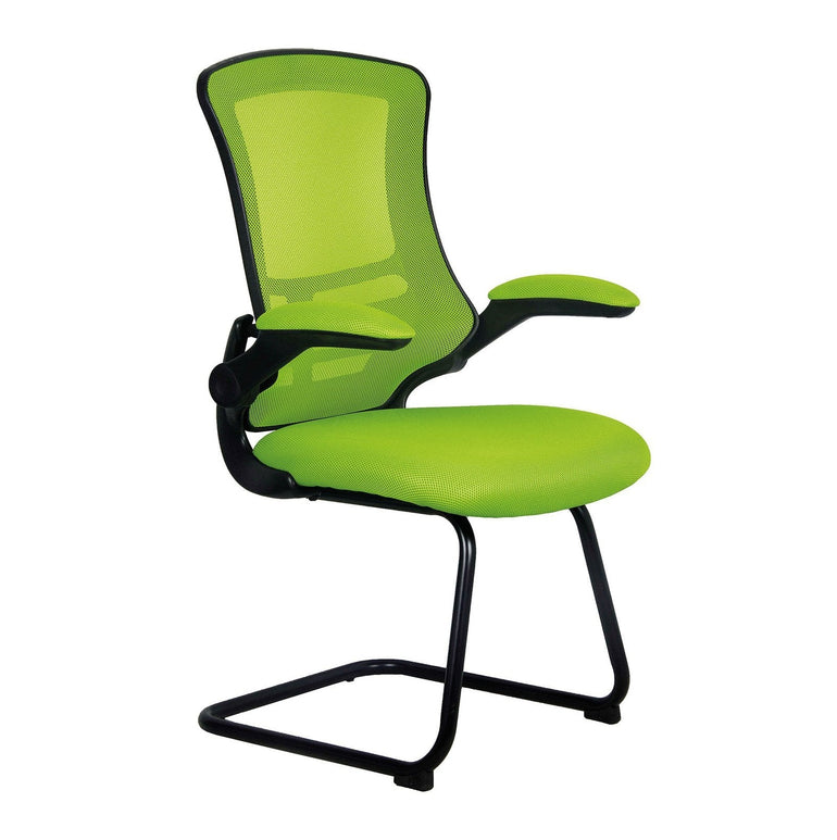 Designer Medium Back Mesh Cantilever Chair with Shell, Black Frame and Folding Arms - Office Products Online