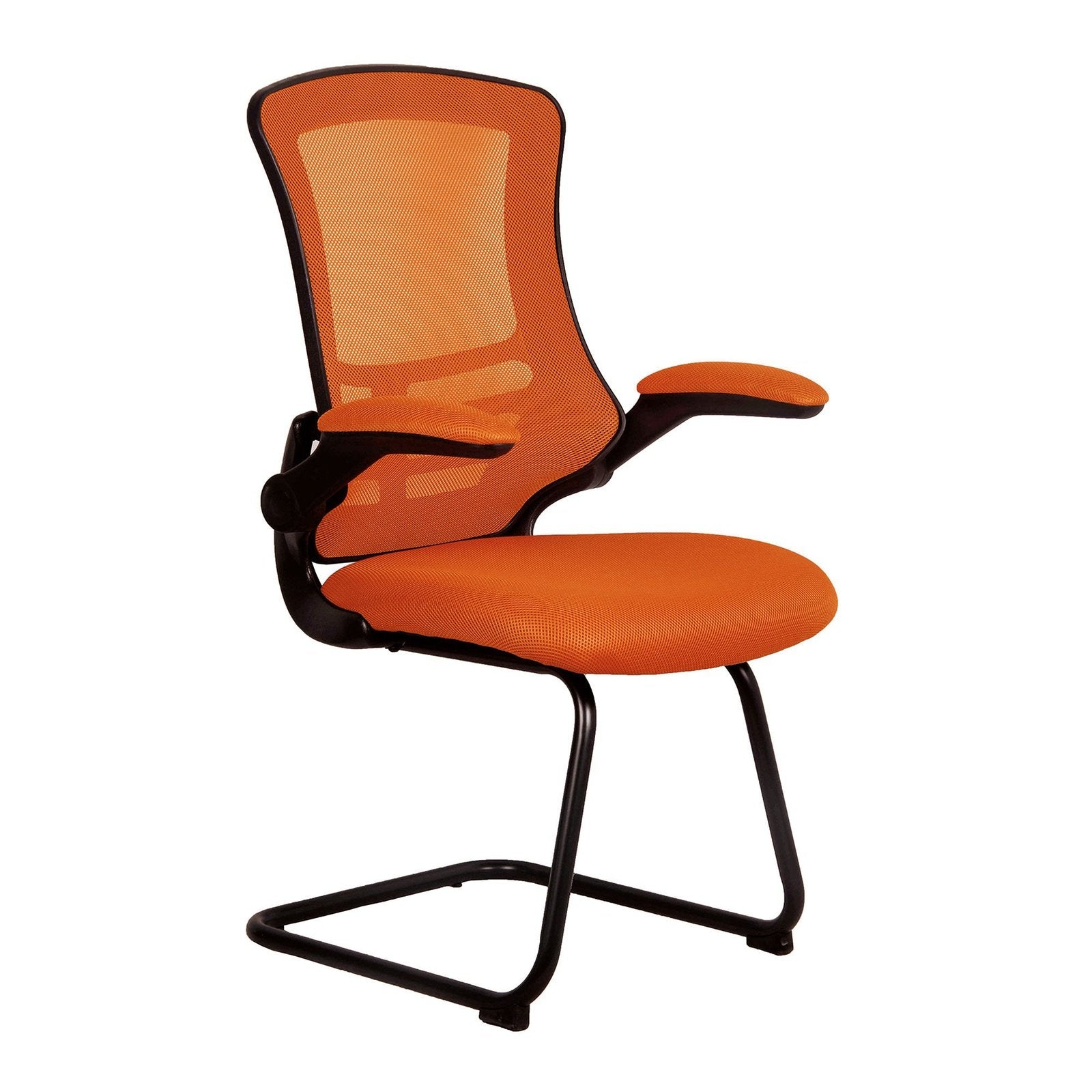 Designer Medium Back Mesh Cantilever Chair with Shell, Black Frame and Folding Arms - Office Products Online