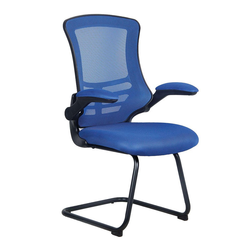 Designer Medium Back Mesh Cantilever Chair with Shell, Black Frame and Folding Arms - Office Products Online