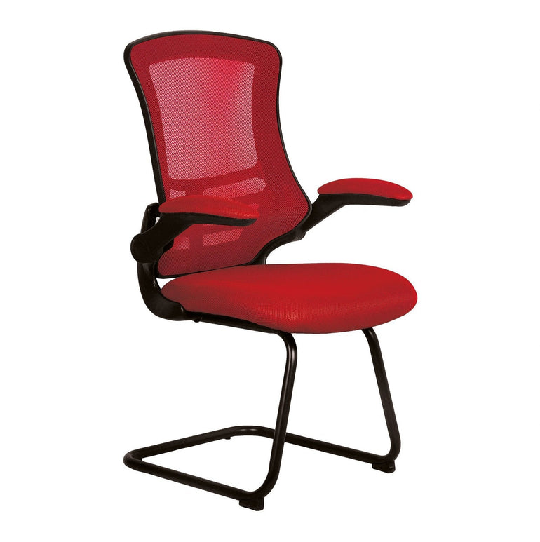 Designer Medium Back Mesh Cantilever Chair with Shell, Black Frame and Folding Arms - Office Products Online