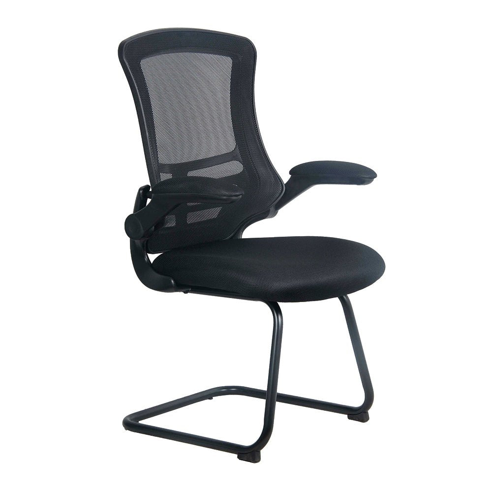 Designer Medium Back Mesh Cantilever Chair with Shell, Black Frame and Folding Arms - Office Products Online