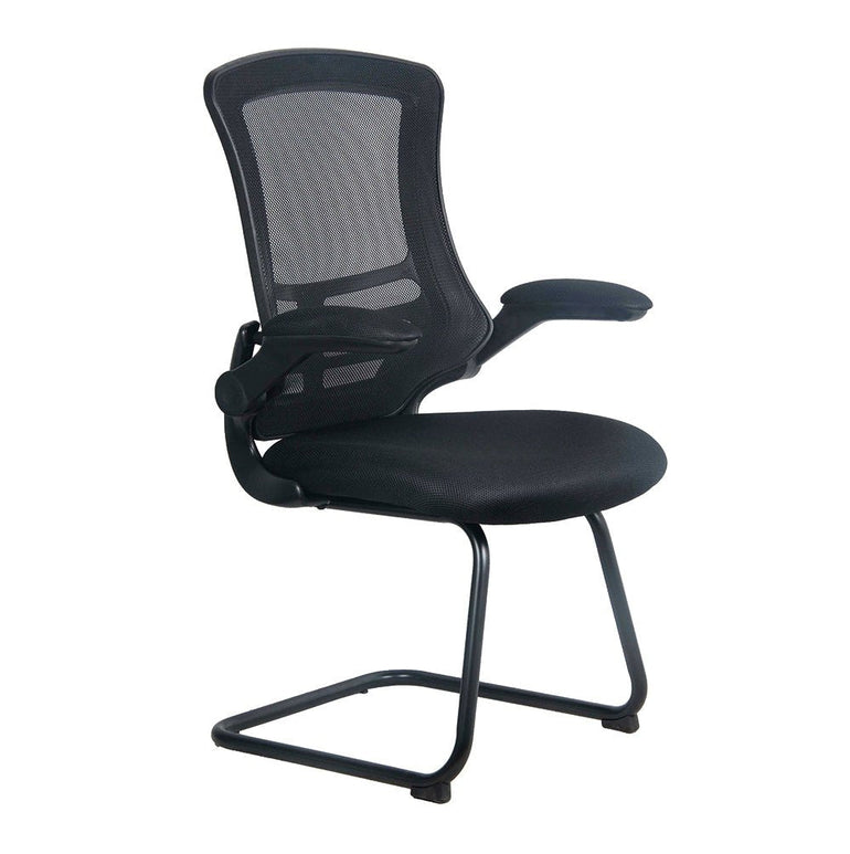 Designer Medium Back Mesh Cantilever Chair with Shell, Black Frame and Folding Arms - Office Products Online