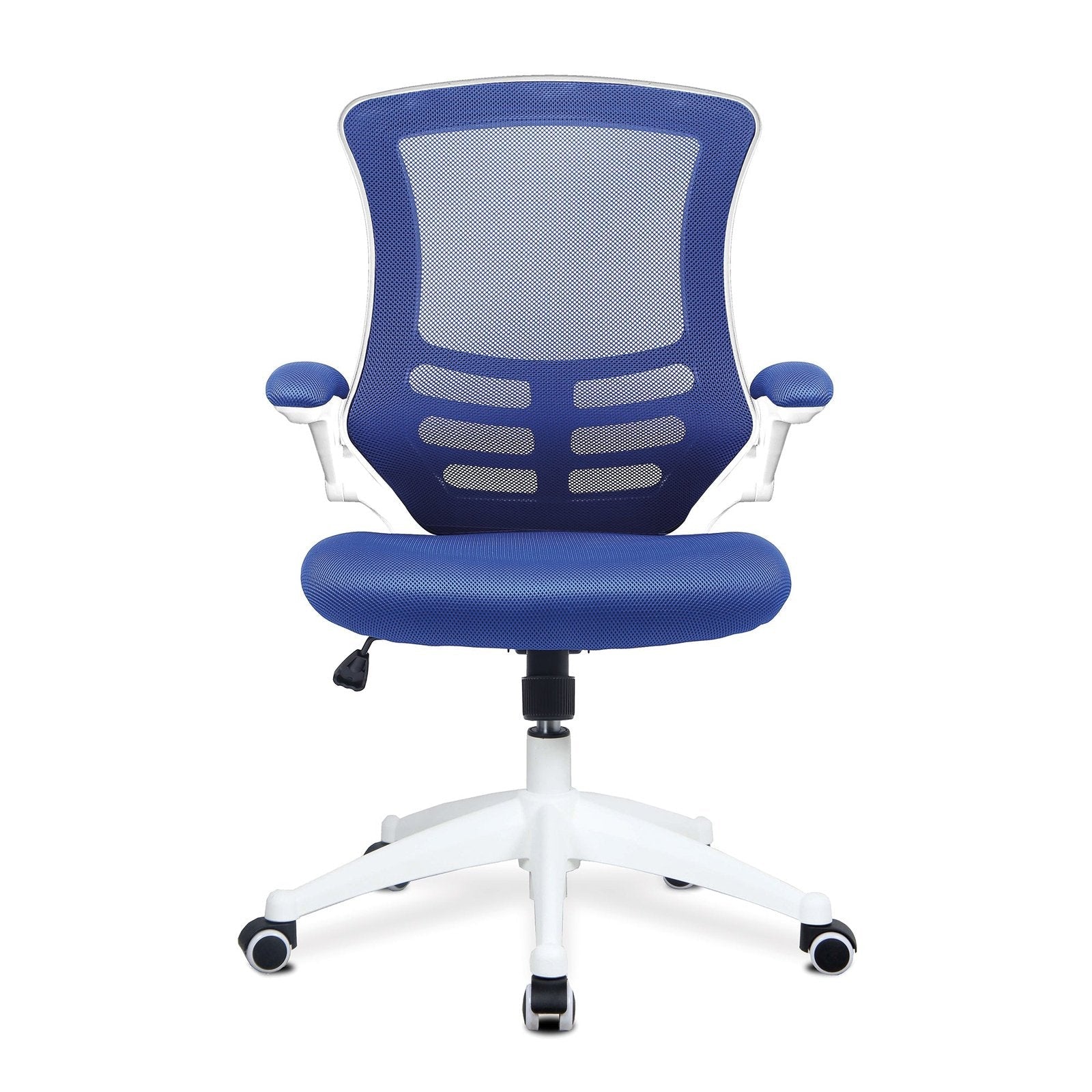 Designer Medium Back Mesh Chair with White Shell and Folding Arms - Office Products Online