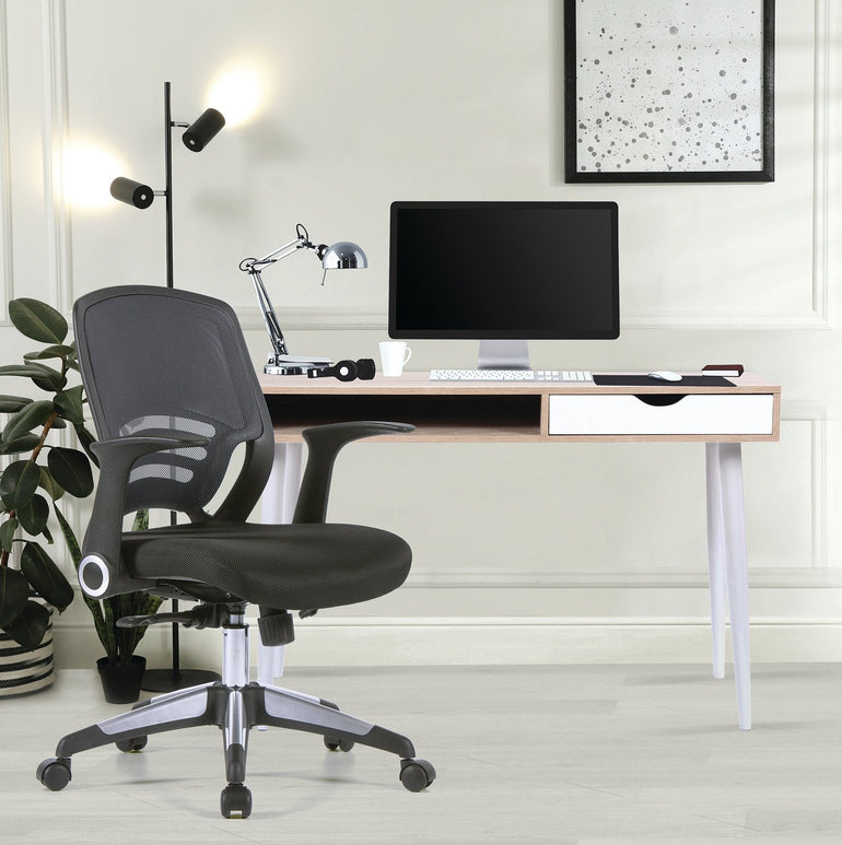 Designer Medium Task Chair with Folding Arms and Stylish Back Panelling - Office Products Online