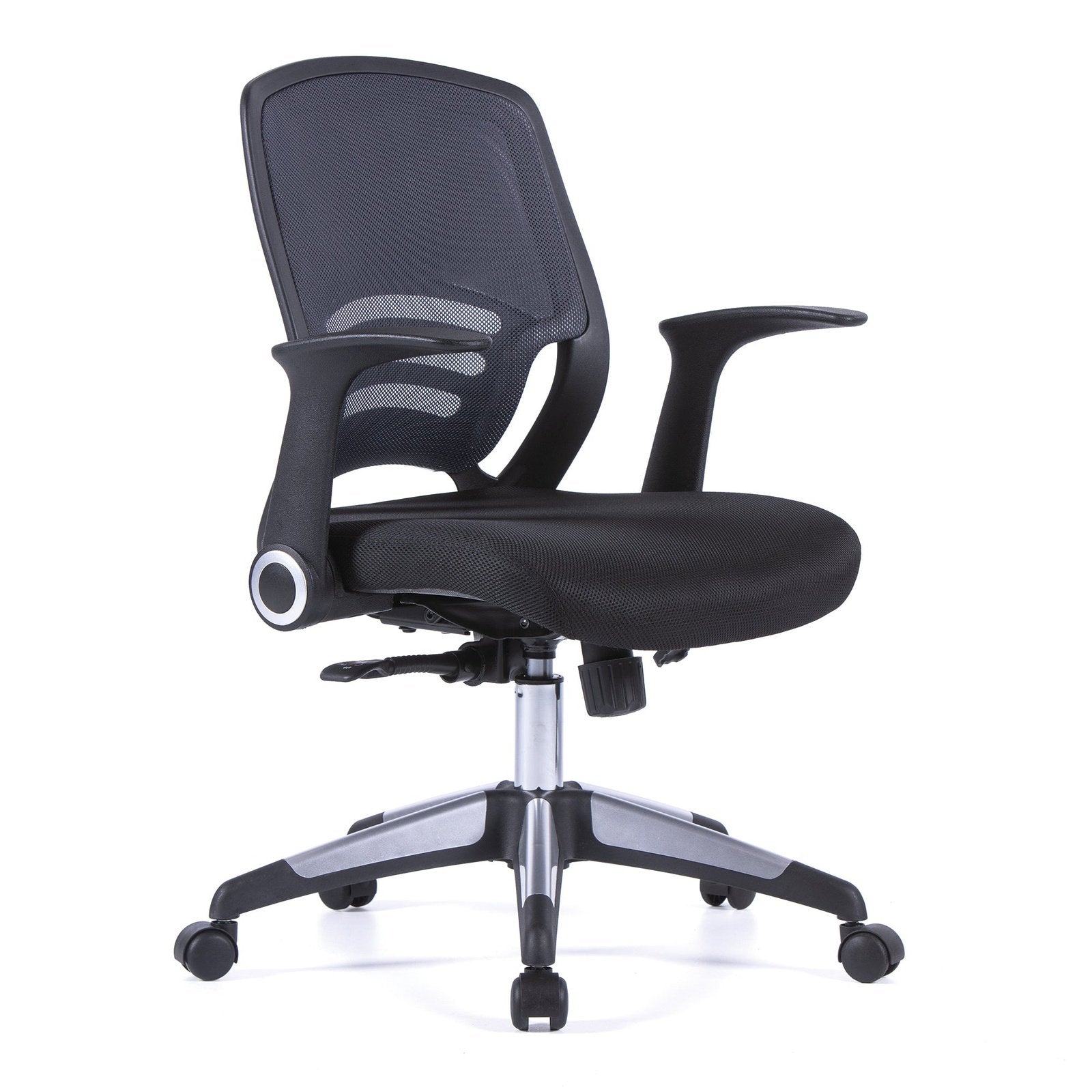 Designer Medium Task Chair with Folding Arms and Stylish Back Panelling - Office Products Online