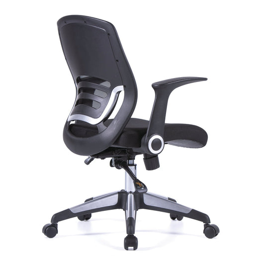 Designer Medium Task Chair with Folding Arms and Stylish Back Panelling - Office Products Online