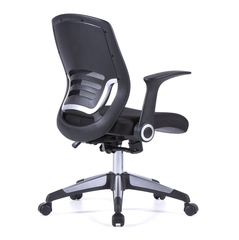 Designer Medium Task Chair with Folding Arms and Stylish Back Panelling - Office Products Online