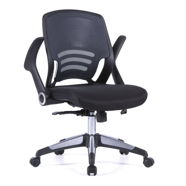 Designer Medium Task Chair with Folding Arms and Stylish Back Panelling - Office Products Online