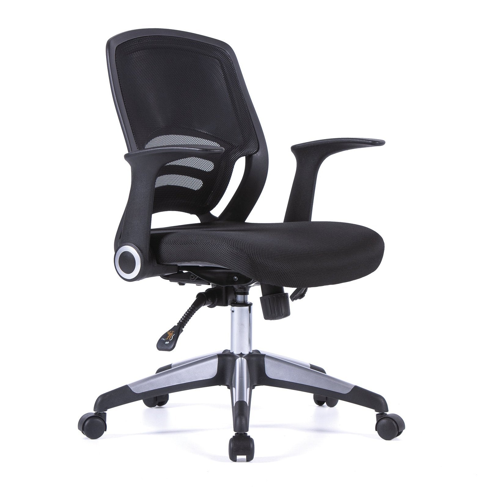 Designer Medium Task Chair with Folding Arms and Stylish Back Panelling - Office Products Online