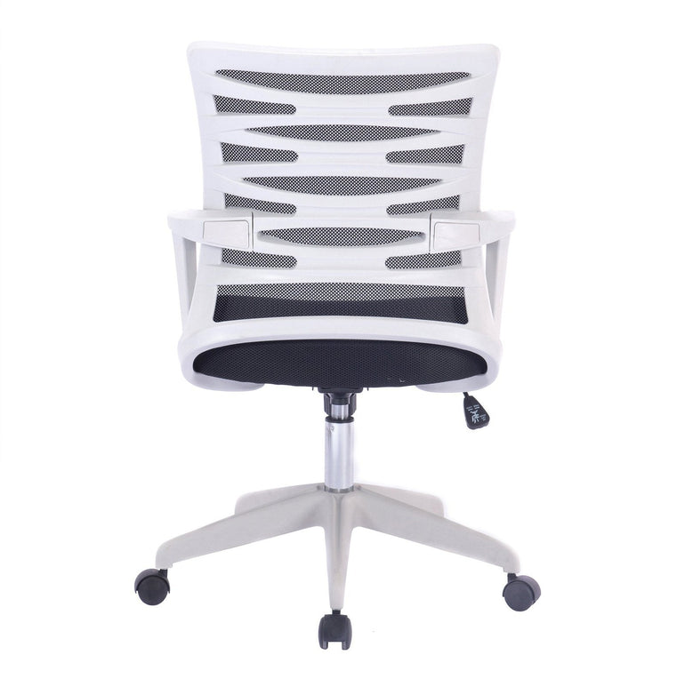 Designer Mesh Armchair with White Frame and Detailed Back Panelling - Office Products Online