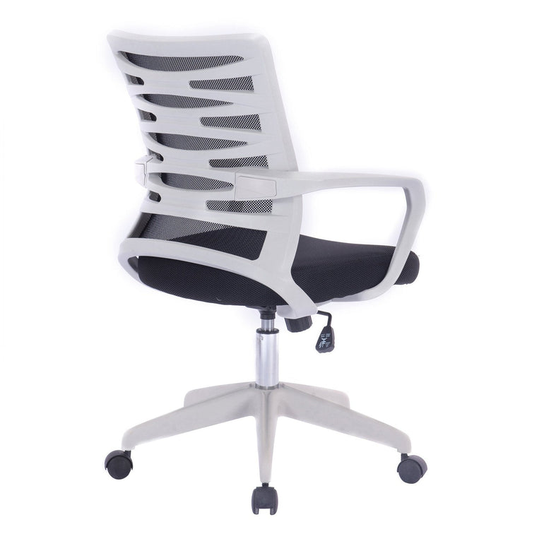 Designer Mesh Armchair with White Frame and Detailed Back Panelling - Office Products Online