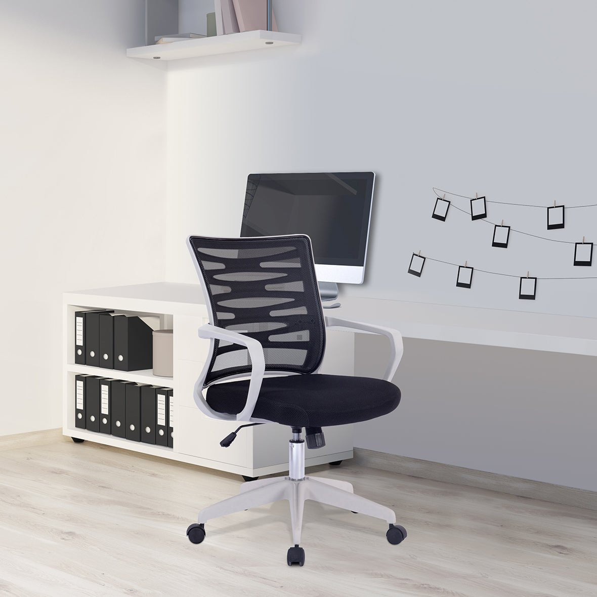 Designer Mesh Armchair with White Frame and Detailed Back Panelling - Office Products Online