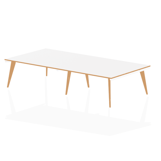 Oslo Rectangular Boardroom Table - MFC, Self-Assembly, 5-Year Guarantee, 3200x1600 or 4800x1600, White Frame, Wooden Legs