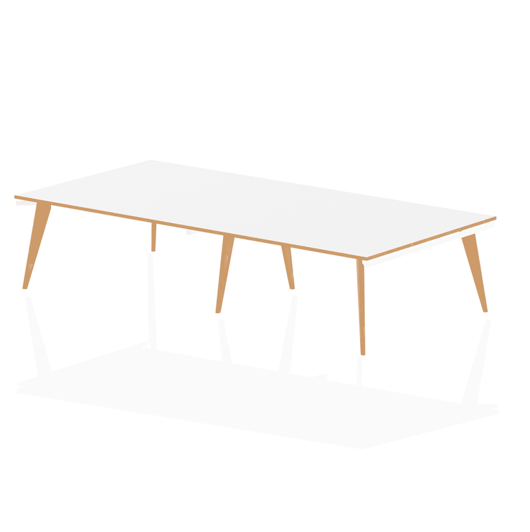 Oslo Rectangular Boardroom Table - MFC, Self-Assembly, 5-Year Guarantee, 3200x1600 or 4800x1600, White Frame, Wooden Legs