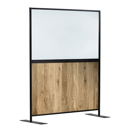 Double Frosted Purespex & Wood Partition Screen - Office Products Online