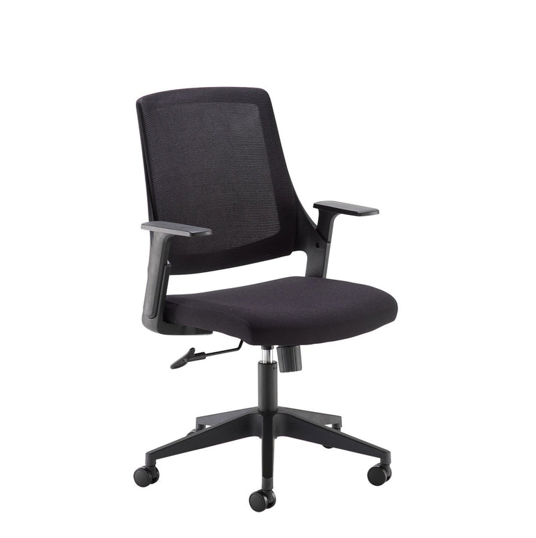Duffy mesh back operator chair with fabric seat and black base - Office Products Online