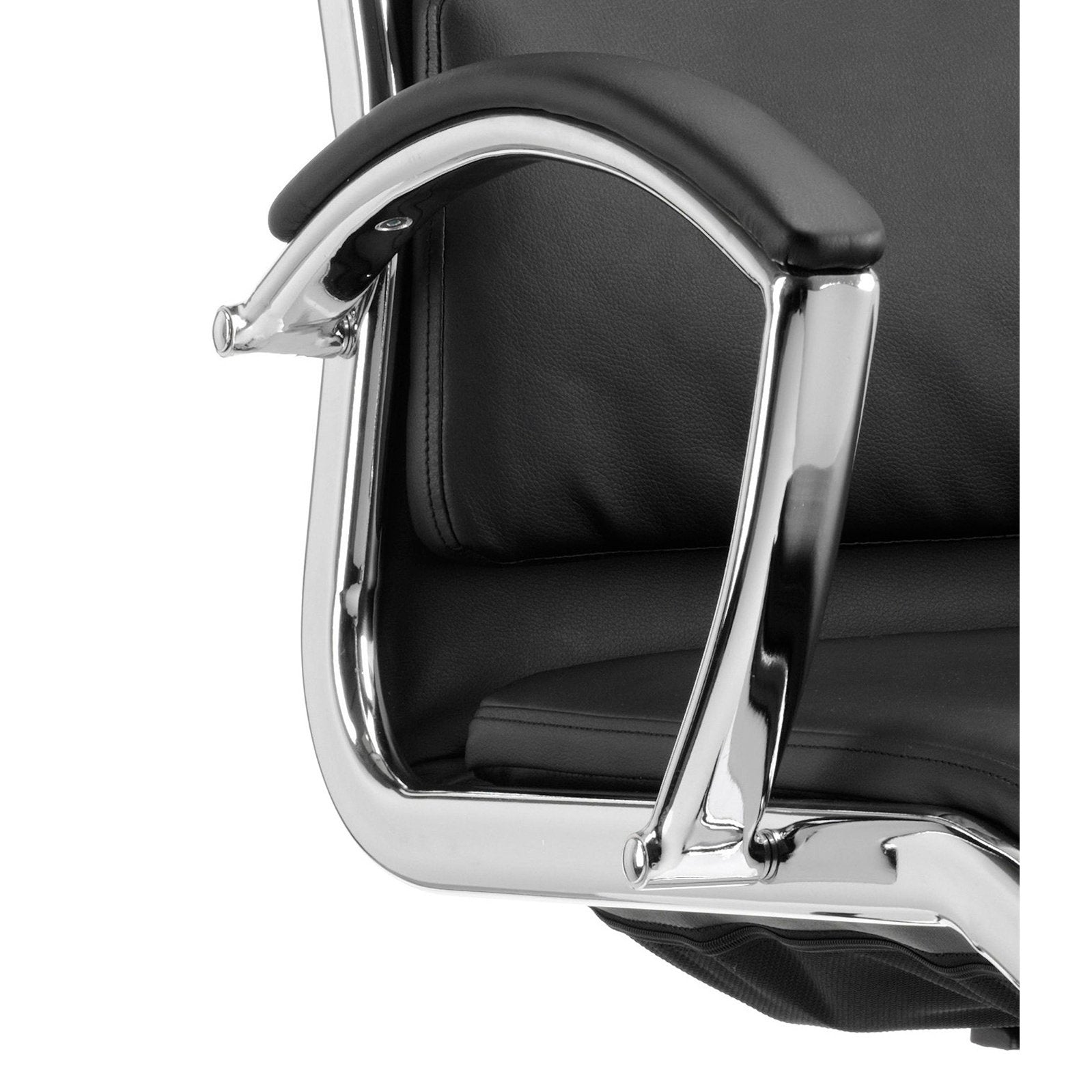 Classic Executive High Back Office Chair with Arms - Soft Bonded Leather, Chrome Frame, 125kg Capacity, 8hr Usage, 2yr Mechanism & 1yr Fabric Guarantee