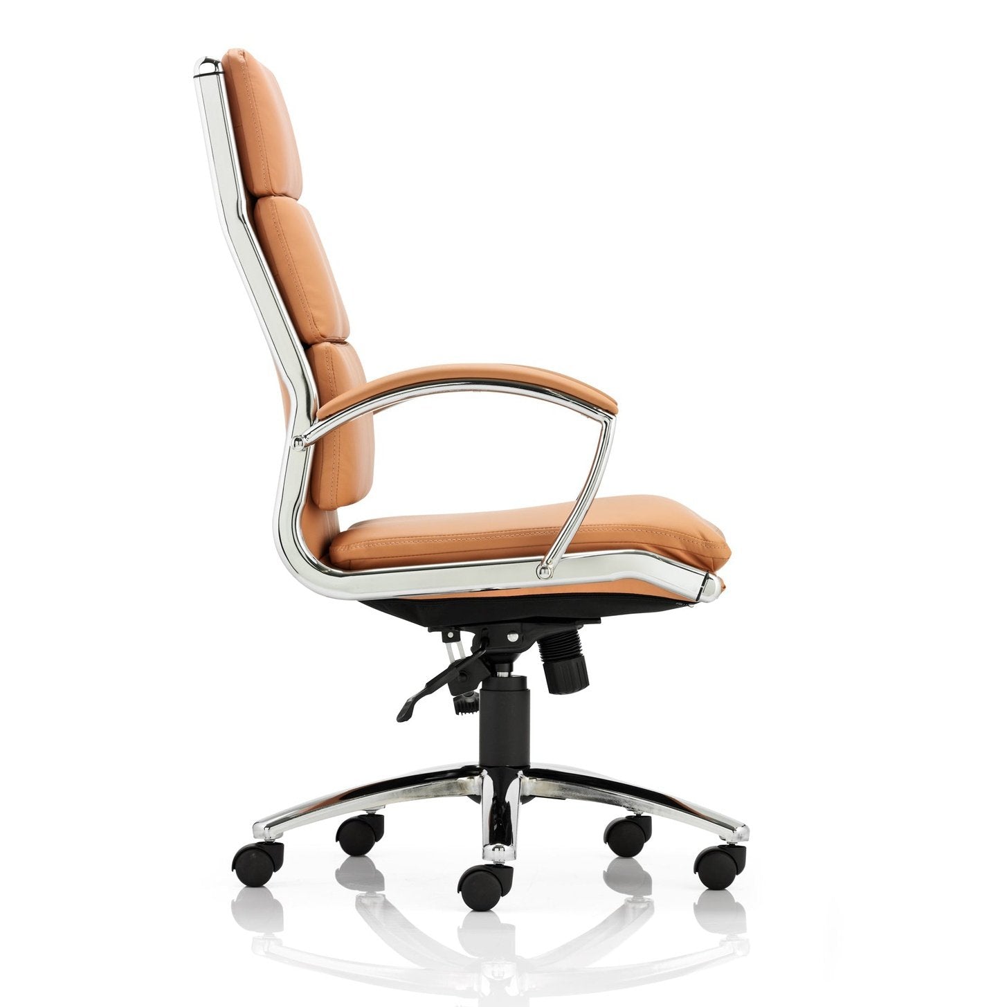 Classic Executive High Back Office Chair with Arms - Soft Bonded Leather, Chrome Frame, 125kg Capacity, 8hr Usage, 2yr Mechanism & 1yr Fabric Guarantee