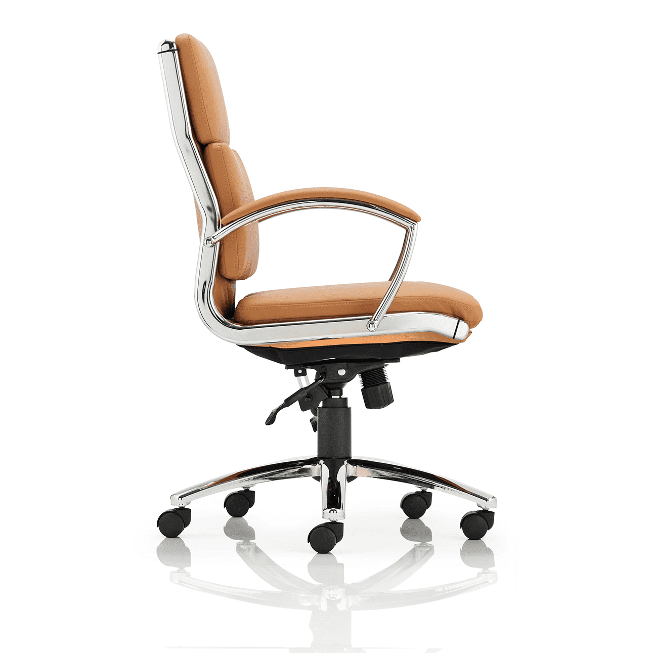 Classic Executive High Back Office Chair with Arms - Soft Bonded Leather, Chrome Frame, 125kg Capacity, 8hr Usage, 2yr Mechanism & 1yr Fabric Guarantee