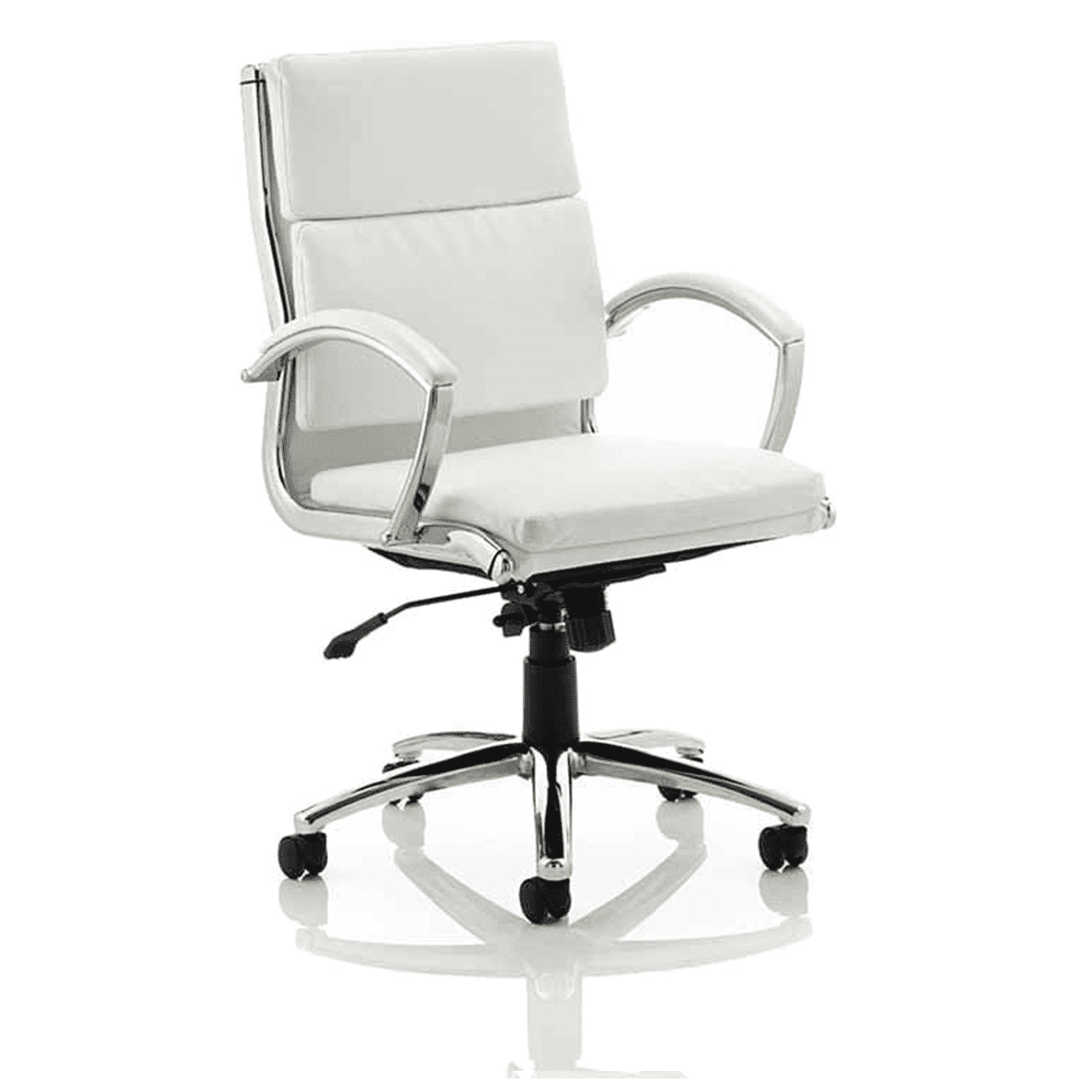 Classic Executive High Back Office Chair with Arms - Soft Bonded Leather, Chrome Frame, 125kg Capacity, 8hr Usage, 2yr Mechanism & 1yr Fabric Guarantee