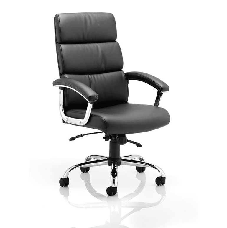 Desire High Back Executive Office Chair - Soft Bonded Leather, Chrome Frame, 125kg Capacity, 8hr Usage, Adjustable Height & Tilt - Flat Packed