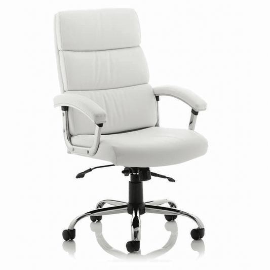 Desire High Back Executive Office Chair - Soft Bonded Leather, Chrome Frame, 125kg Capacity, 8hr Usage, Adjustable Height & Tilt - Flat Packed