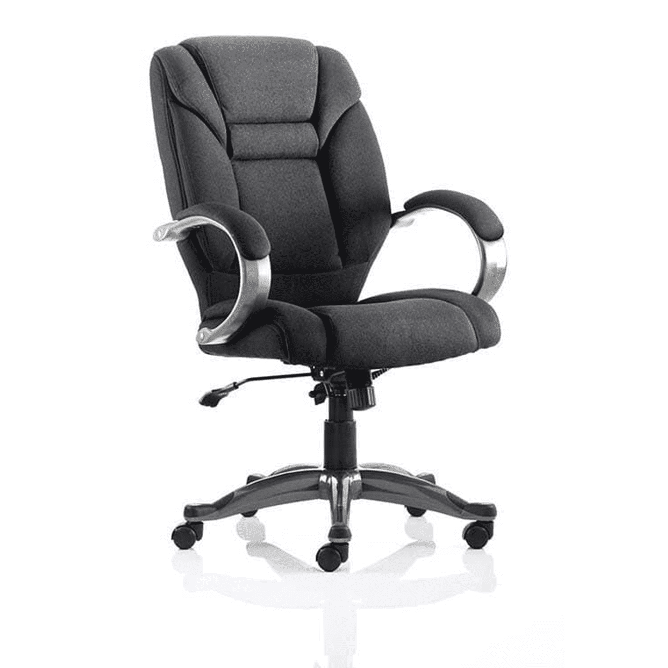 Galloway High Back Executive Office Chair with Arms - Fabric & Bonded Leather, Chrome Metal Frame, 125kg Capacity, 8hr Usage, 2yr Guarantee