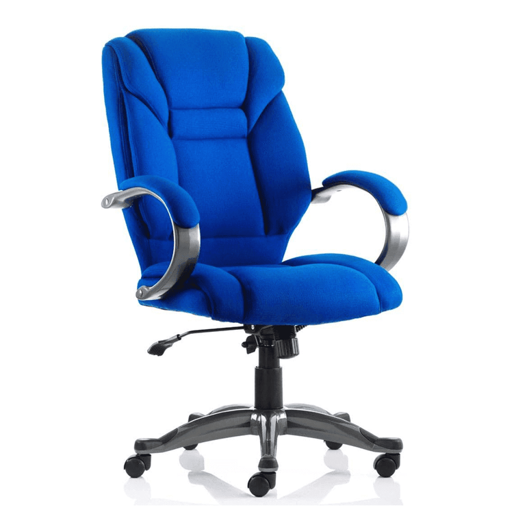 Galloway High Back Executive Office Chair with Arms - Fabric & Bonded Leather, Chrome Metal Frame, 125kg Capacity, 8hr Usage, 2yr Guarantee