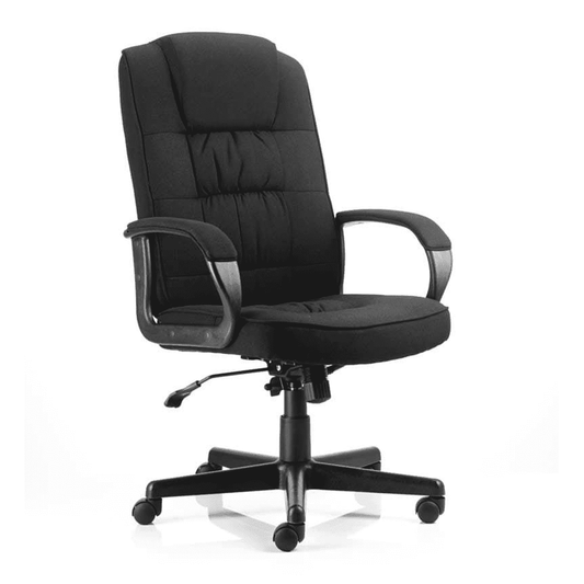 Moore Deluxe High Back Executive Office Chair - Black, Soft Bonded Leather, Chrome Frame, Fixed Arms, 125kg Capacity, 8hr Usage - Flat Packed