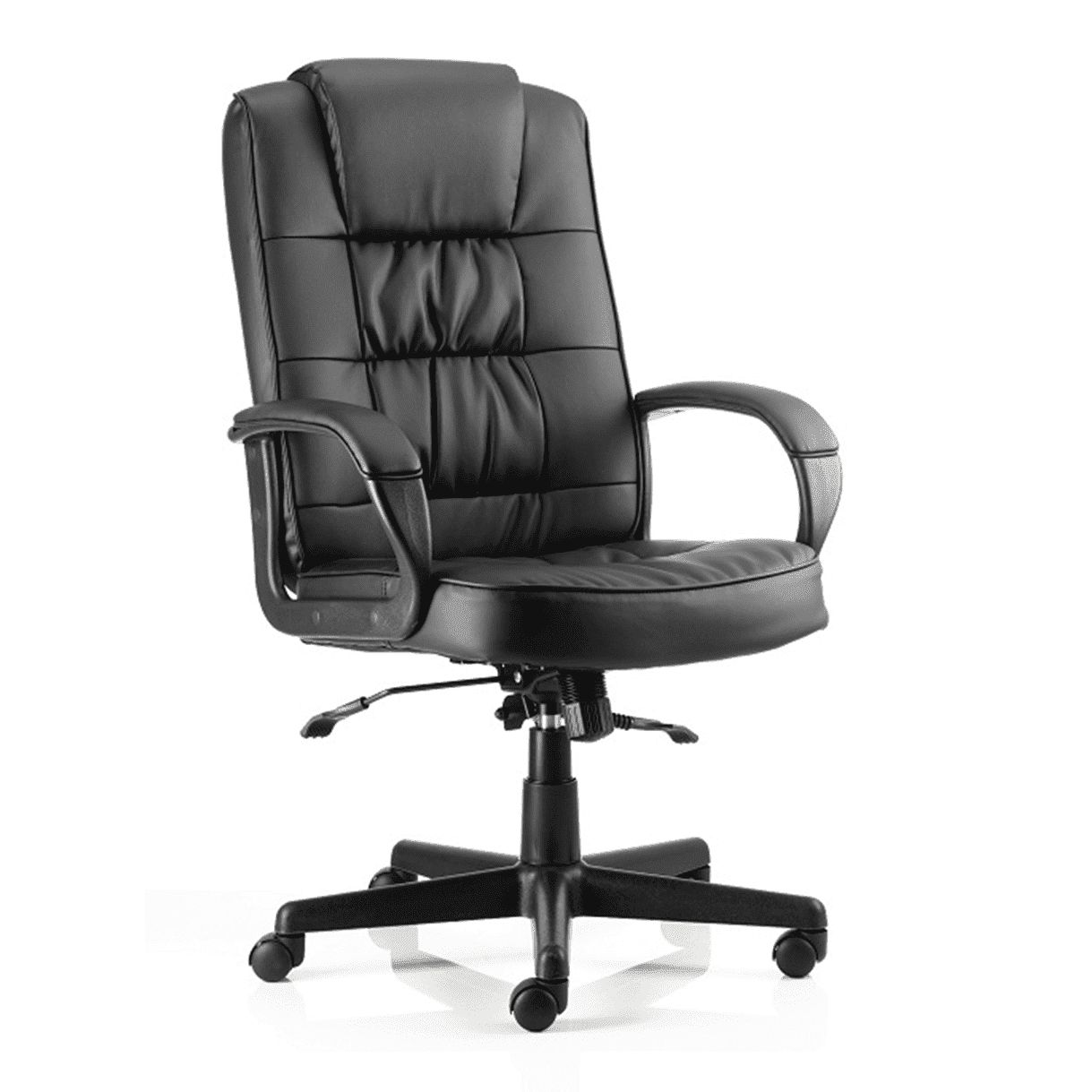Moore Deluxe High Back Executive Office Chair - Black, Soft Bonded Leather, Chrome Frame, Fixed Arms, 125kg Capacity, 8hr Usage - Flat Packed