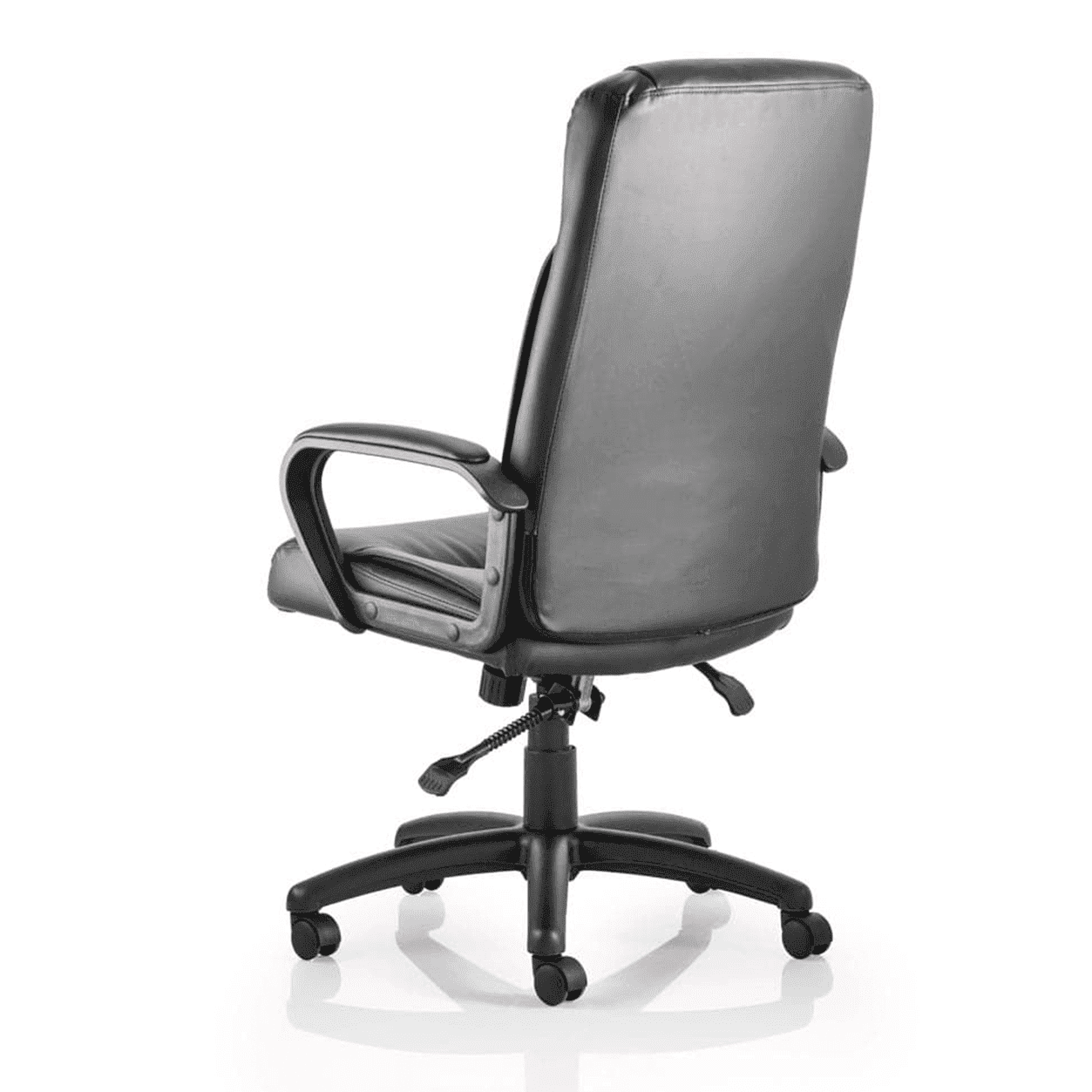 Plaza High Back Executive Black Leather Office Chair - Soft Bonded Leather, Fixed Arms, Gas Height Adjustment, 125kg Capacity, 8hr Usage