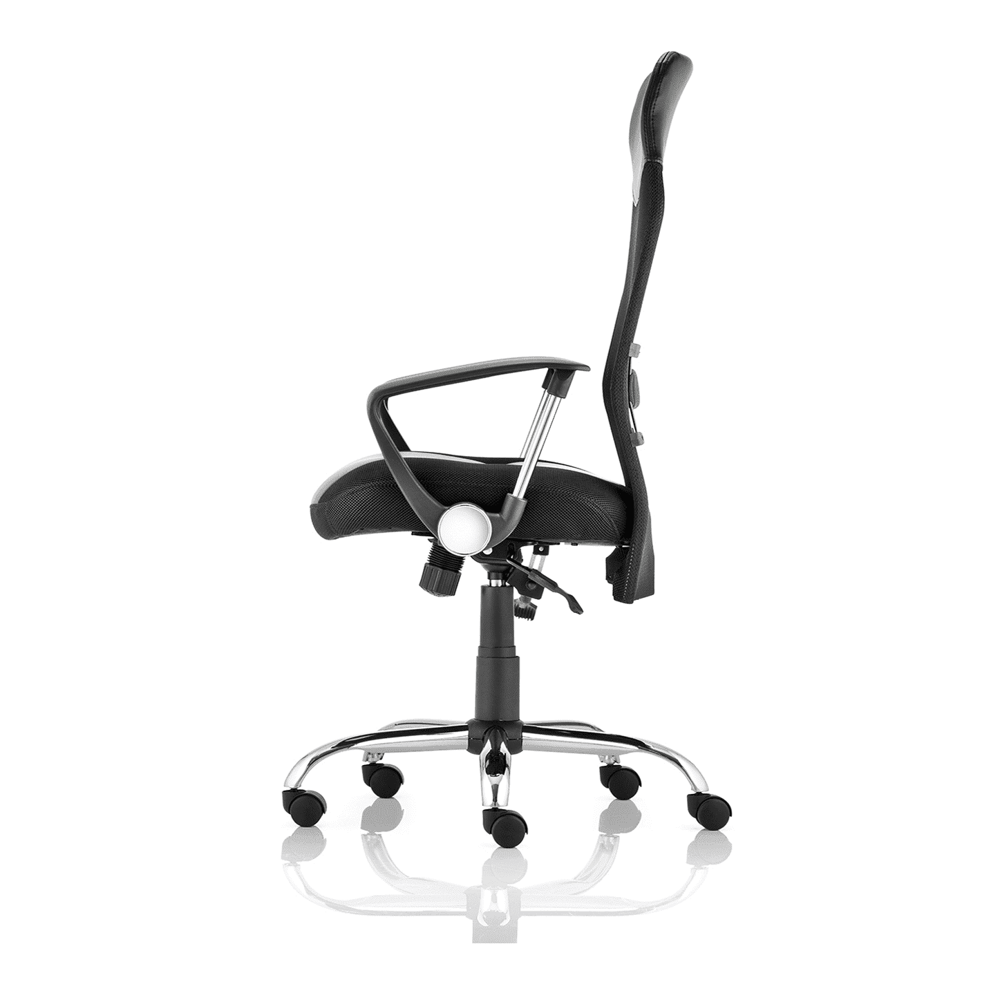 Vegas High Back Executive Office Chair - Black Soft Bonded Leather, Fixed Arms, Chrome Metal Frame, 125kg Capacity, 8hr Usage, Lumbar Support