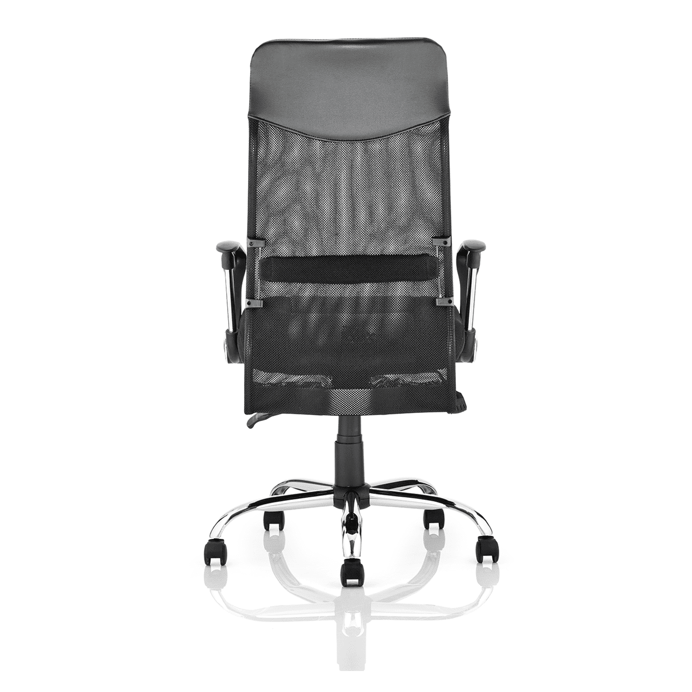 Vegas High Back Executive Office Chair - Black Soft Bonded Leather, Fixed Arms, Chrome Metal Frame, 125kg Capacity, 8hr Usage, Lumbar Support