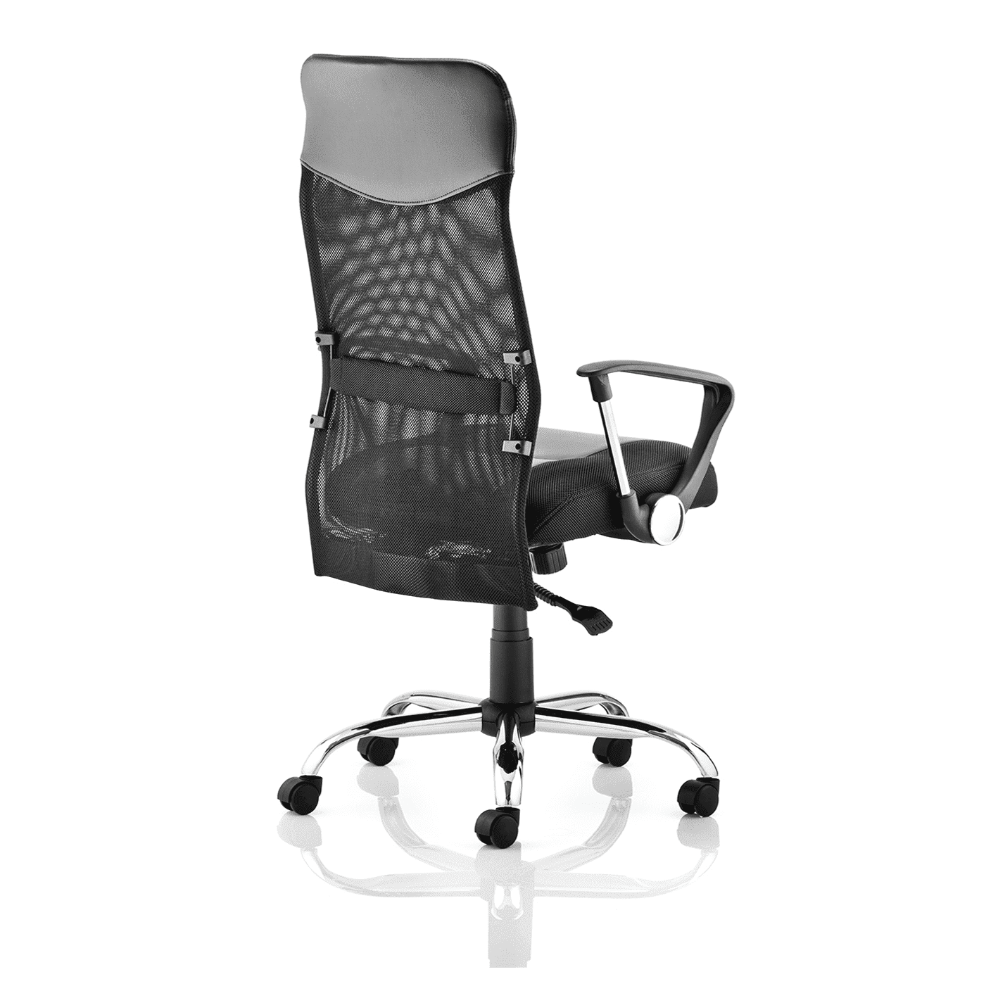 Vegas High Back Executive Office Chair - Black Soft Bonded Leather, Fixed Arms, Chrome Metal Frame, 125kg Capacity, 8hr Usage, Lumbar Support