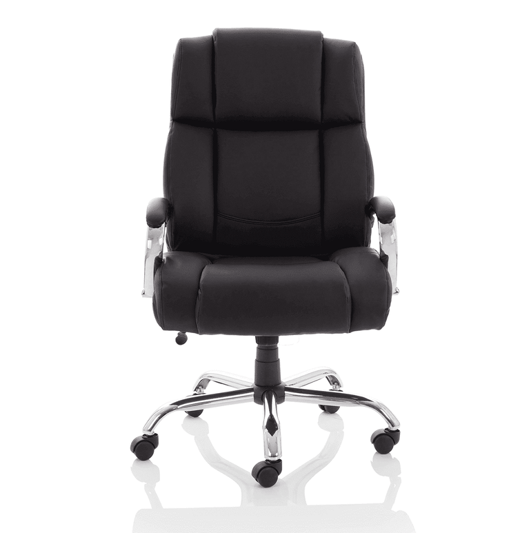 Texas Executive High Back Black Leather Office Chair - Heavy Duty, Chrome Frame, 225kg Capacity, 8hr Usage, 5yr Mechanism & 2yr Fabric Warranty