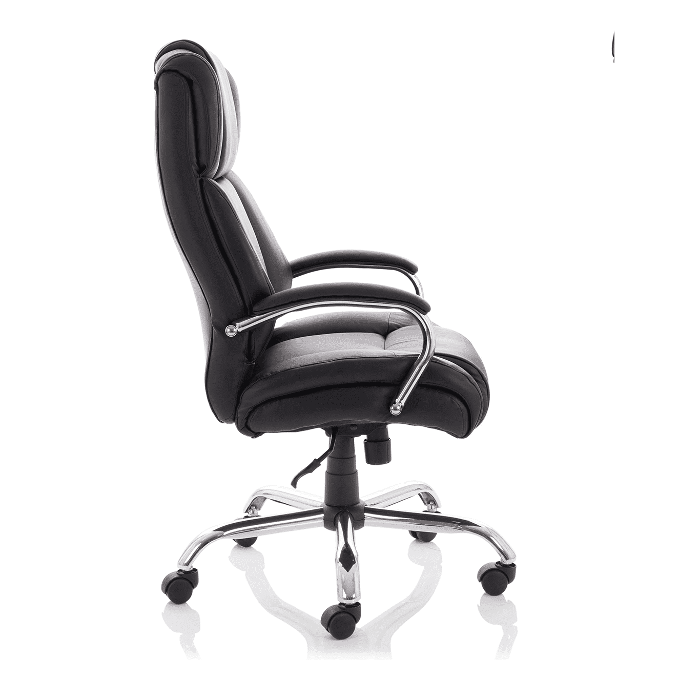 Texas Executive High Back Black Leather Office Chair - Heavy Duty, Chrome Frame, 225kg Capacity, 8hr Usage, 5yr Mechanism & 2yr Fabric Warranty