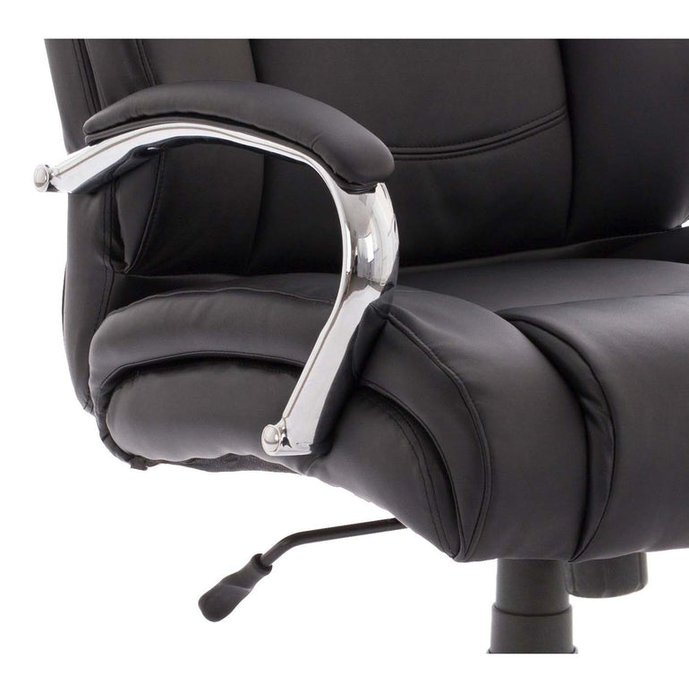 Texas Executive High Back Black Leather Office Chair - Heavy Duty, Chrome Frame, 225kg Capacity, 8hr Usage, 5yr Mechanism & 2yr Fabric Warranty